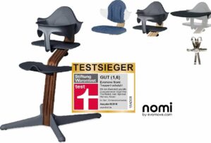 NOMI highchair kinderstoel Ideale set vanaf 6 maanden Basis walnoot nature oiled en stoel antraciet