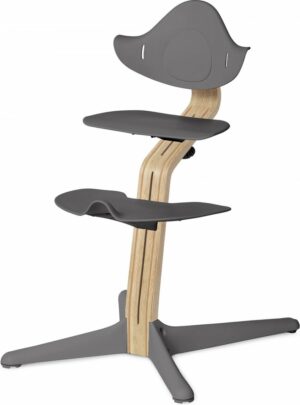 NOMI highchair kinderstoel meegroeistoel Basis eiken wit oiled en stoel grijs
