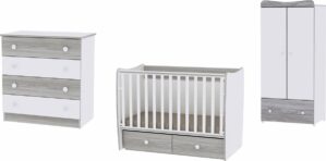 Matrix complete babykamer - ledikant met schommelfunctie - dressoir met lades - 2deurs kledingkast met la