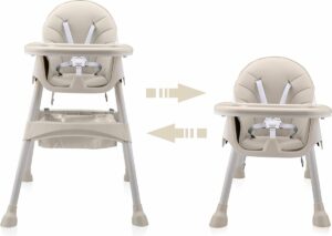 Kinderstoel Oscar, meegroeistoel, beige, in hoogte verstelbaar, 2 in 1