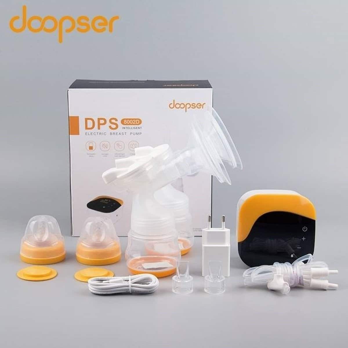 Doopser Intelligent borstkolf | dubbele elektrisch | fluisterstil en BPA vrij | v9 Standen Volautomatisch incl. Lcd-display en 2x flesje