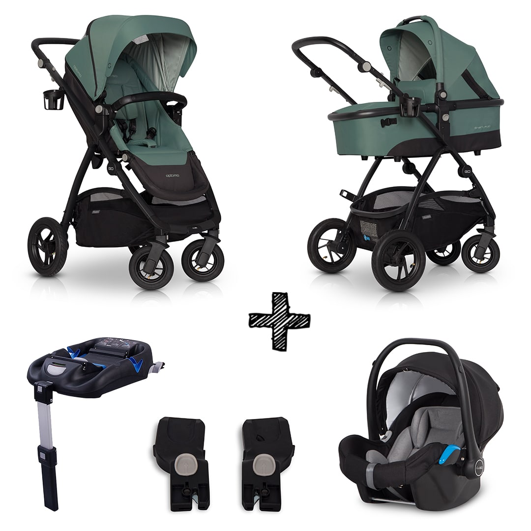 Kinderwagen EasyGo Optimo Agave met Autostoel & Isofixbase & Adapterset