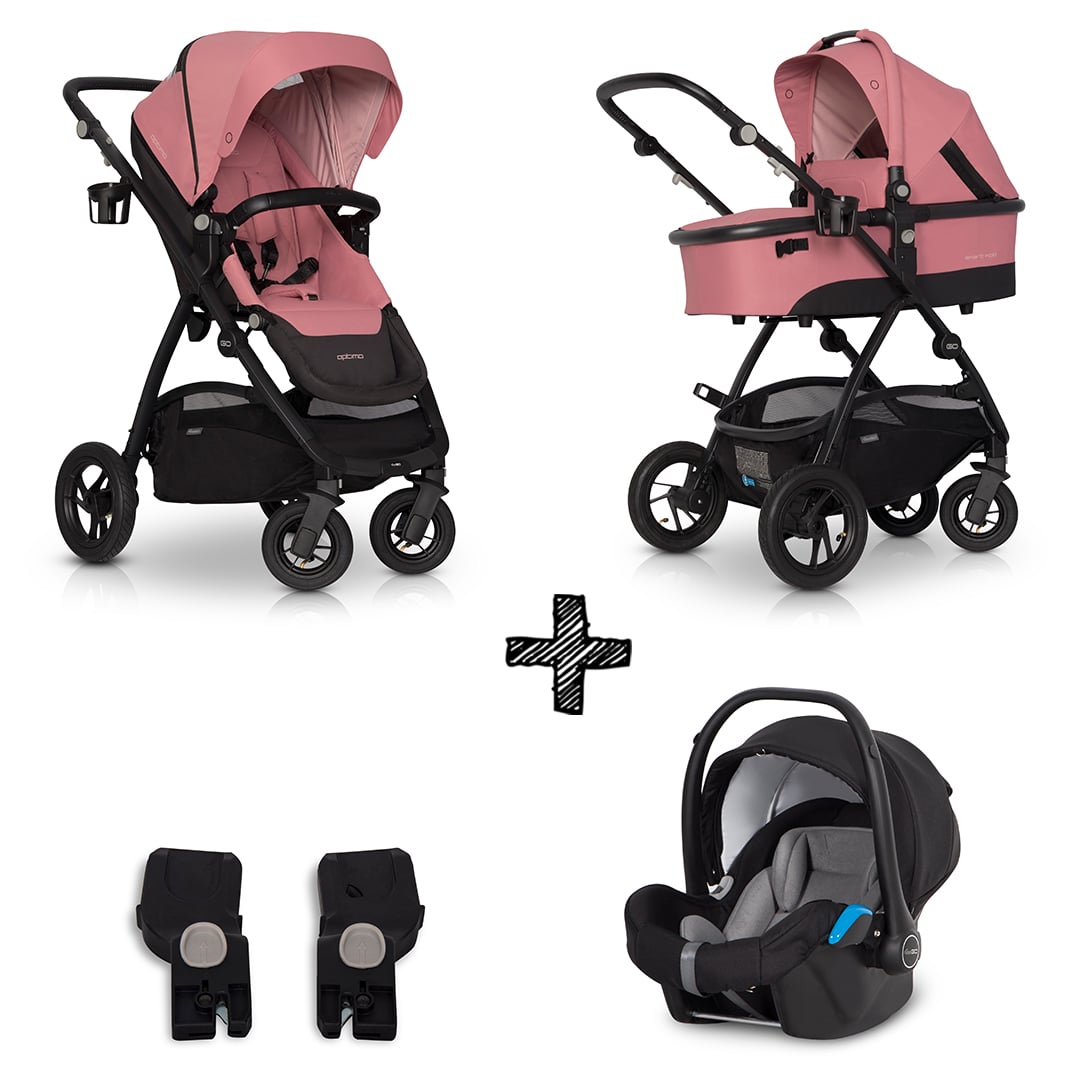 Kinderwagen EasyGo Optimo Rose met Autostoel & Adapterset