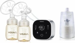 Youha Dubbel elektrische Borstkolf Set - 40 Moedermelk bewaarzakjes 210ml
