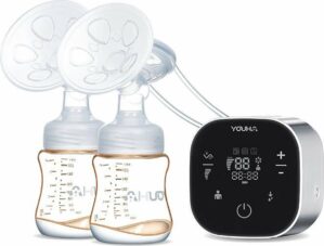 Youha Dubbele Elektrische Borstkolf - BPA vrij - Siliconen Kolf Apparaat - Pijnvrij - Borstkolven Melkfles 180ML - Borstpomp - Comfort Kolfset - Incl. Nederlandse Handleiding met Tips, Draagtas, Ice Pack en Koeltas
