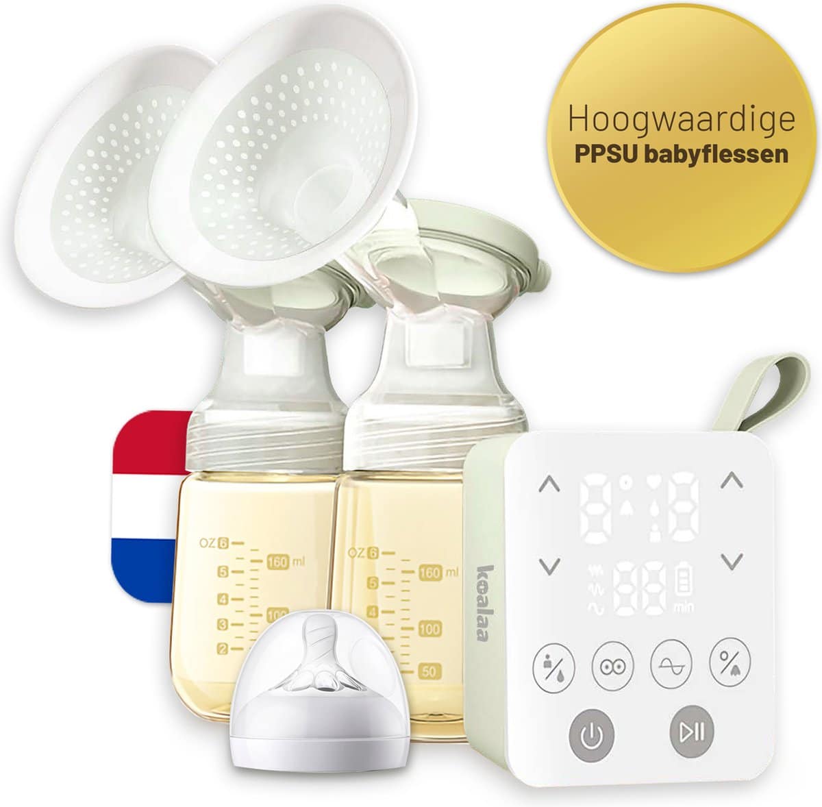 Borstkolf Electrisch Dubbel - Kolf Draadloos Borstpomp Breast Pump - Kolfset Inclusief PPSU Babyfles