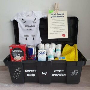 Eerste hulp bij papa worden gereedschapskist Kraamcadeau