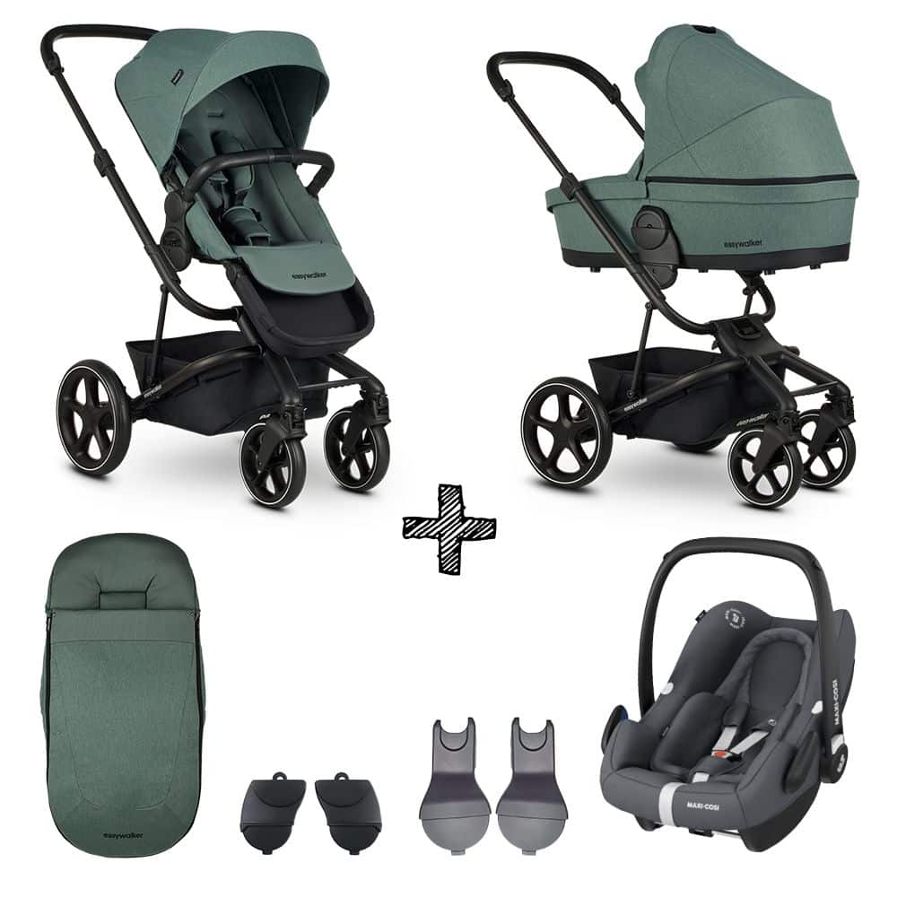Kinderwagen Easywalker Harvey3 Forest Green & Autostoel Maxi-Cosi Rock & Autostoel & Hoogte Adapterset