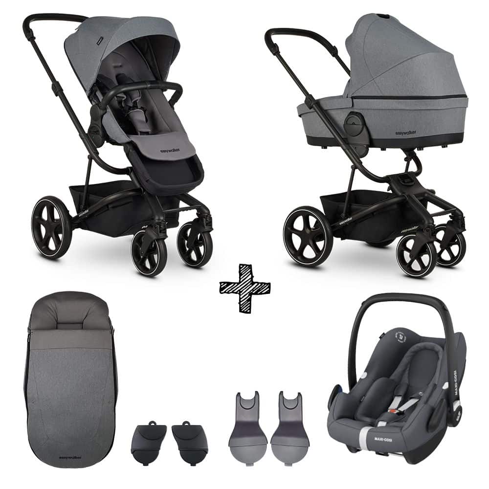 Kinderwagen Easywalker Harvey3 Fossil Grey + Autostoel Maxi-Cosi Rock & Autostoel & Hoogte Adapterset