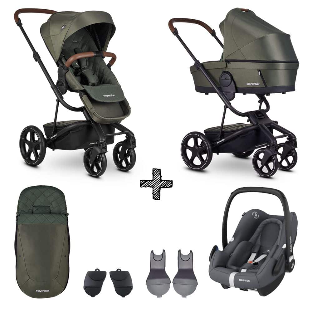Kinderwagen Easywalker Harvey3 Premium Emerald Green + Autostoel Maxi-Cosi Rock & Autostoel- + Hoogte Adapterset