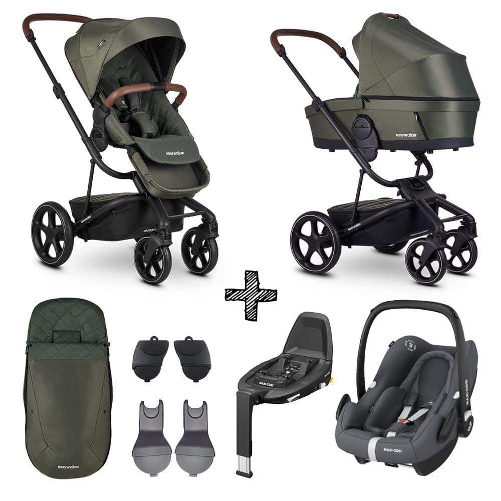Kinderwagen Easywalker Harvey3 Premium Emerald Green inclusief Autostoel Maxi-Cosi Rock & Accessoirepakket