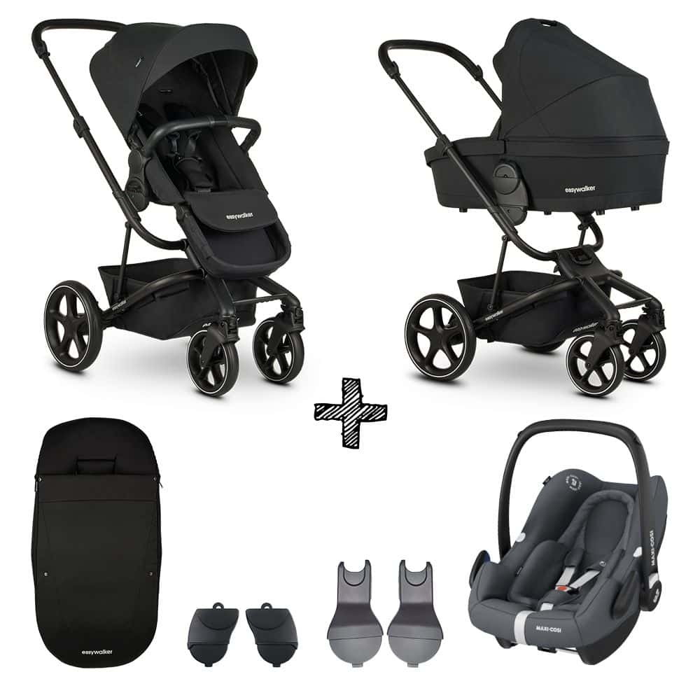 Kinderwagen Easywalker Harvey3 Shadow Black + Autostoel Maxi-Cosi Rock + Autostoel & Hoogte Adapterset