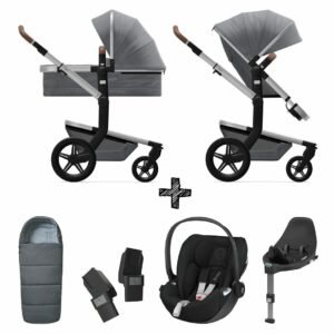 Kinderwagen Joolz Day+ Gorgeous Grey + Voetenzak & Autostoel CYBEX & Base & Adapterset