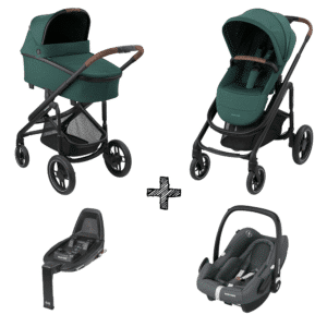 Kinderwagen Maxi-Cosi Plaza Plus Essential Green met Autostoel Rock Essential Graphite & Base