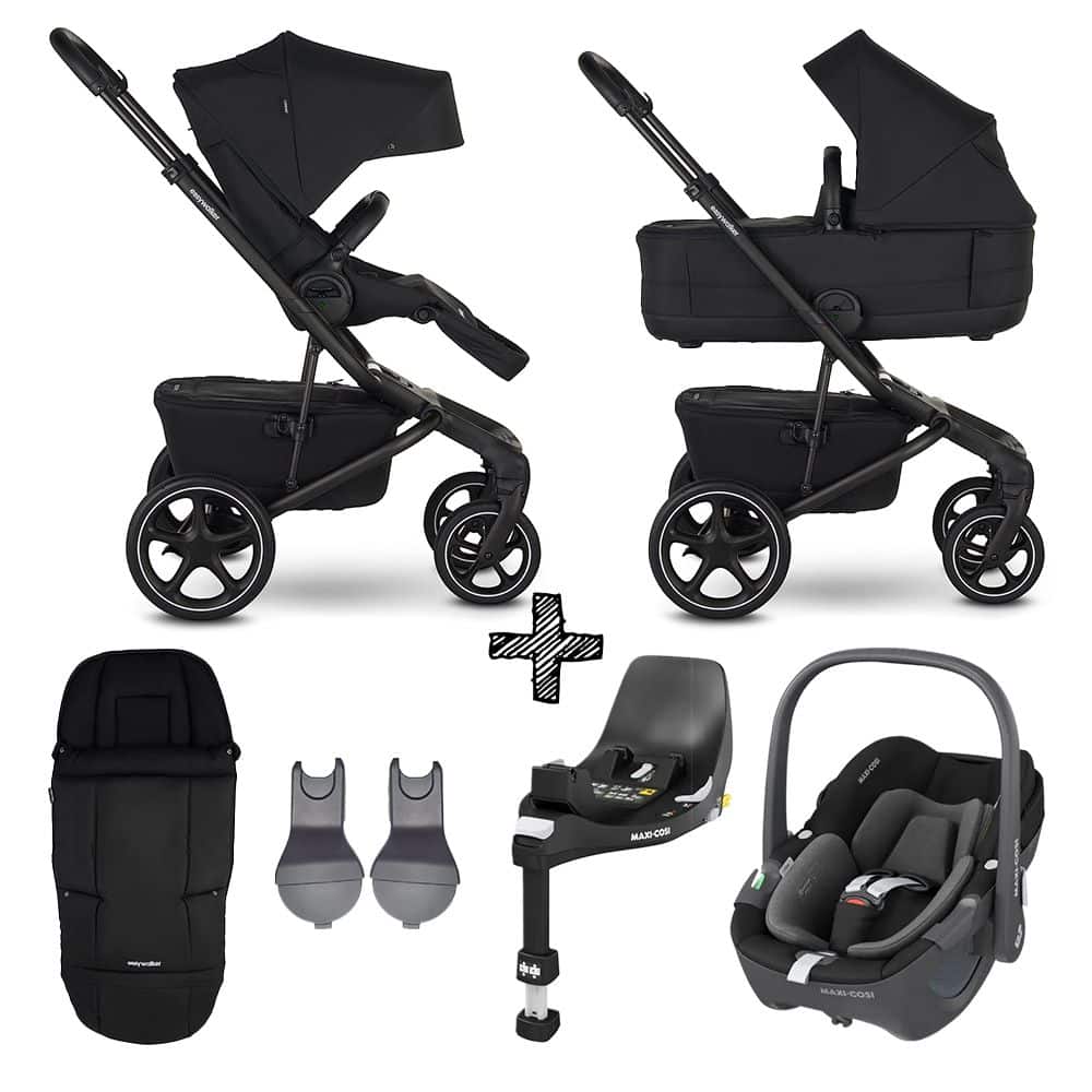 SET COMPLEET | Kinderwagen Easywalker Jimmey Pepper Black + Autostoel Maxi-Cosi Pebble 360 + Accessoires