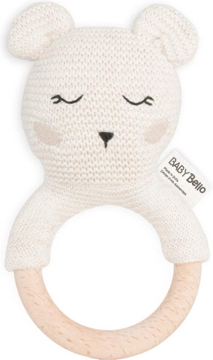 Baby Bello Bobby de IJsbeer - Rammelaar & Bijtring - Wit