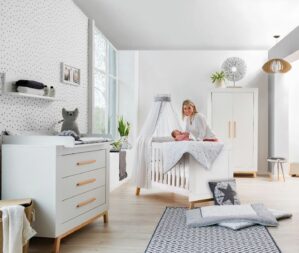 Babykamer Nordica Miami Wood White (incl. 2-deurskast)