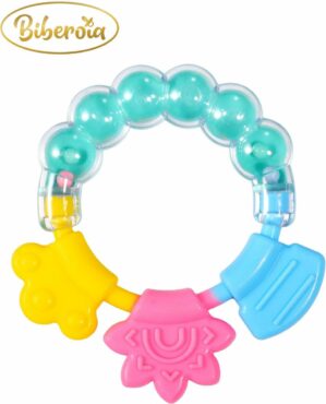 Biberoia® Rammelaar en bijtring in 1 - Bijtspeelgoed - Baby speelgoed - Baby - Cadeau - Kraamcadeau - Babyshower - Mint