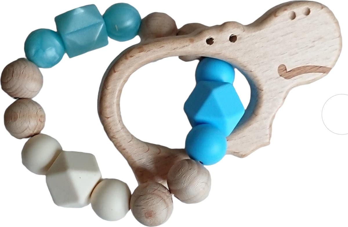 Bijtring Baby - Hout - Siliconen Kralen - BPA-vrij - Bijtspeelgoed - Kraamcadeau - SansiraBaby - Lenn