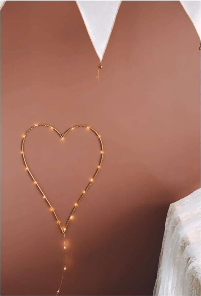 Hartje lamp - Groot - Draadlamp hart - Goud - Verlichting - Nachtlampje - Babykamer - Kinderkamer - Decoratie