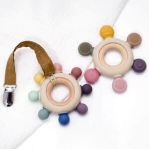 Hout Baby Bijtring Rammelaar Hout Ring Baby Spelen Speelgoed Roer Ring Bijtringen Baby Houten Bijtring