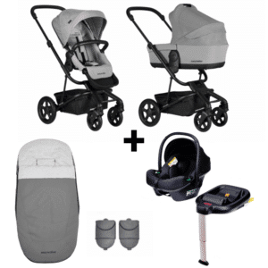 Kinderwagen Easywalker Harvey² All Terrain Stone Grey met Autostoel Novi Baby® Jewel I-Size en Isofixbase