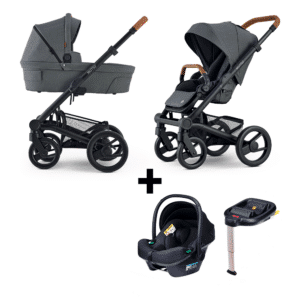 Kinderwagen Mutsy Nio Grey/Cognac + Autostoel & Base Novi Baby Jewel