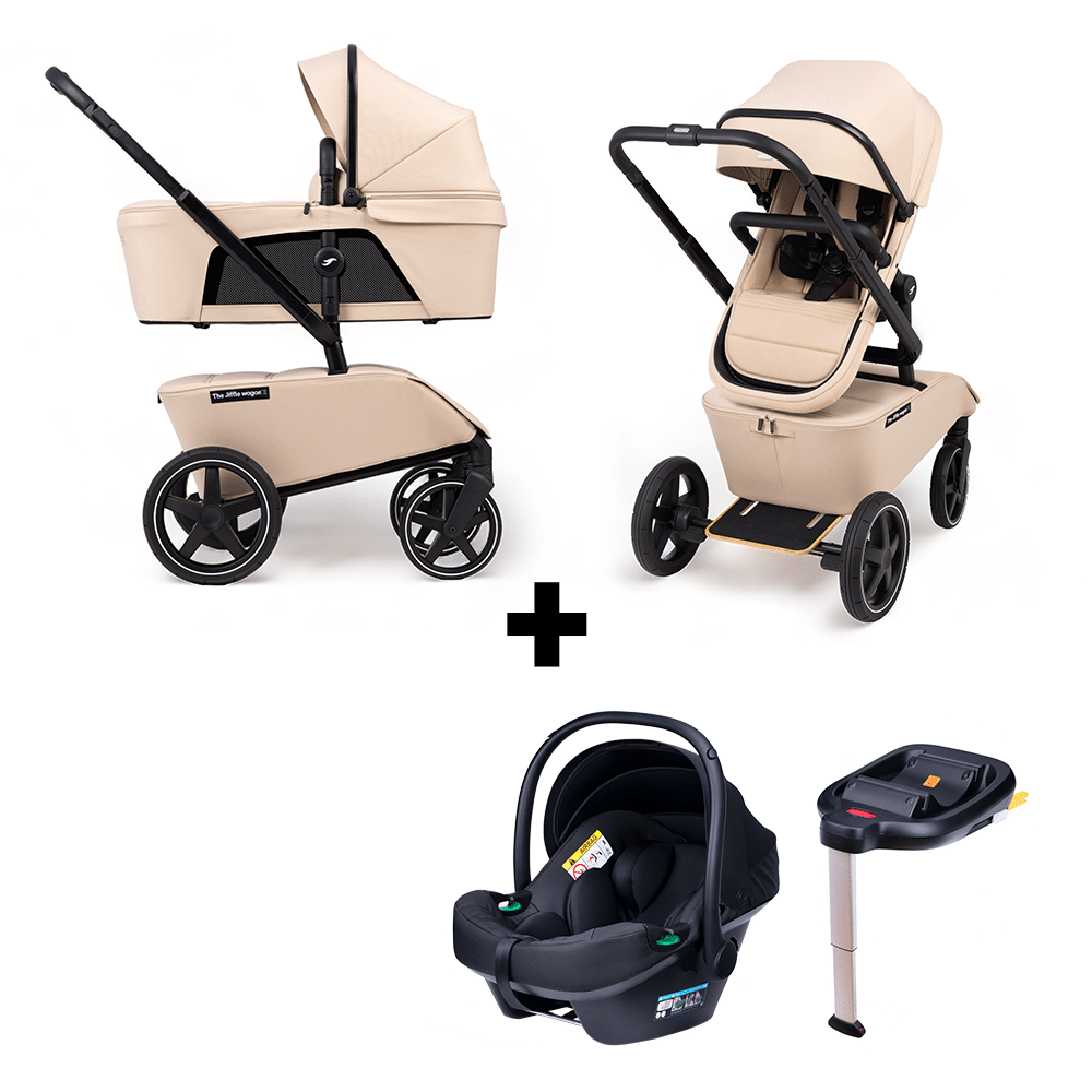 Kinderwagen The Jiffle Wagon 2 Clay met Autostoel Novi Baby Jewel en Base