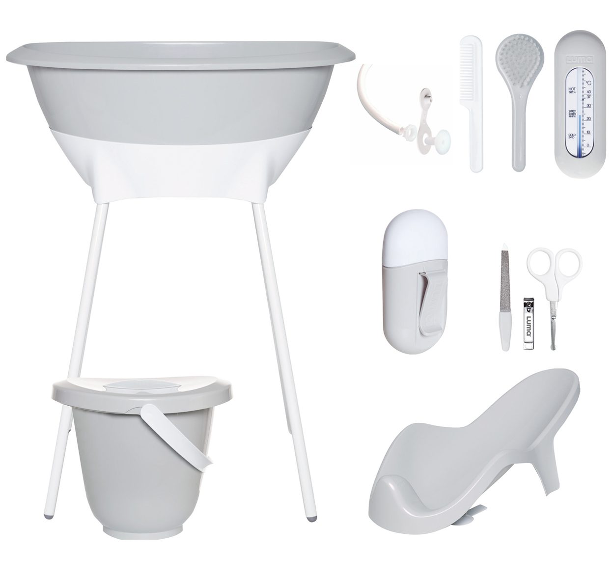 LUMA Bad- en Verzorgingsset (8-delig) - Light Grey
