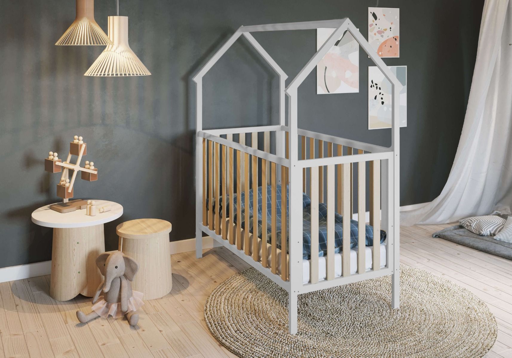Ledikant Lise House White/Natural