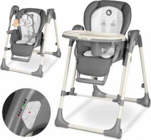 Lionelo Laurice Kinderstoel 2in1- 6-36 maanden (15kg) - met schommelfunctie (9kg) - 5 hoogteniveaus - Rugeluning en voetensteunverstelling - Reiligheidsgordels - Slaapliedjes