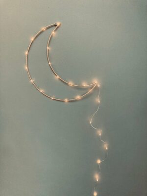 Maanlampje Goud - Batterij aansluiting - Kinderkamer verlichting - Nachtlampje draadlamp Maan lamp