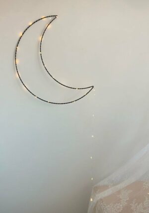 Maanlampje - zwart - Groot - Maanlamp - Maan - Lampje - Nachtlampje - Kinderkamer draadlamp Maantje