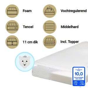 Matras Peuterbed + Topper ABZ Airgosafe 70x140 Airgo Panter