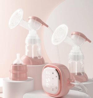 NCVI Dubbele Elektrische Borstkolf - Kolfapparaat - Kolfset - Borstvoeding - Handenvrij - HD Touch Panel - Meerdere Zuigniveau's en Modi's - 2x 140ml Babyfles - USB Oplaadbaar - Fluisterstil - BPA vrij - Roze