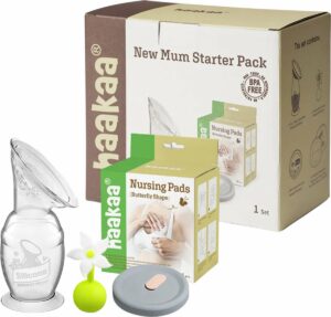 New Mum Starter Pack | Generatie 2 borstkolf 150 ml + deksel + afsluitbare bloem + zoogcompressen | Haakaa