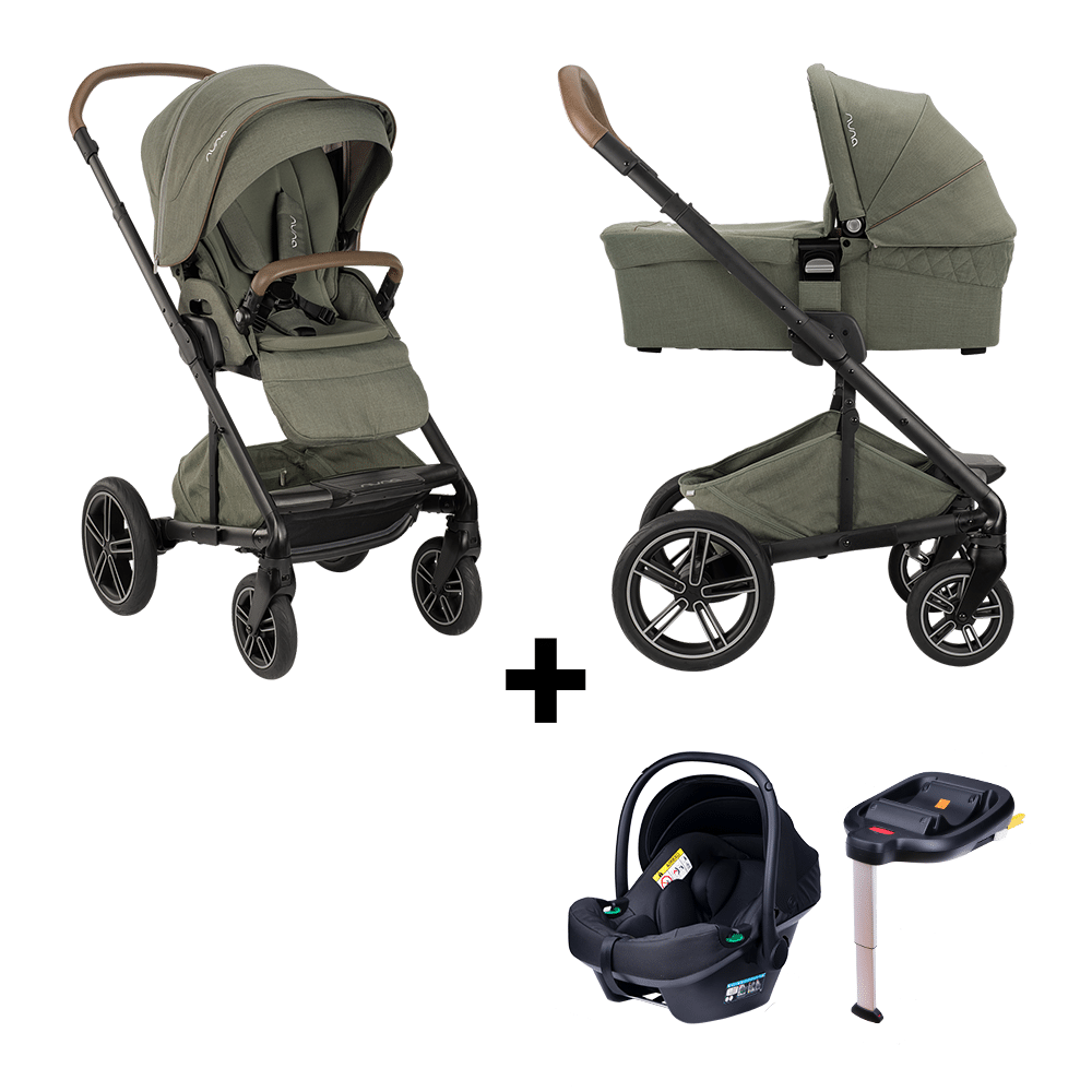 SET | Kinderwagen Nuna Mixx Next Pine + Autostoel Novi Baby Jewel All Black & Base