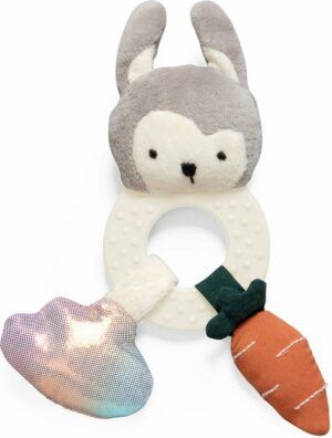 Sebra rammelaar en bijtring konijn - grijs