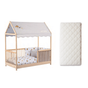 Set | Huisbed Kukka 70x140 Wooden Montessori Activity Bed Natural + Matras Comfort Superior