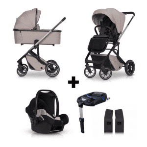 Set | Kinderwagen Cavoe Moi Taupe + Autostoel & Base & Adapterset