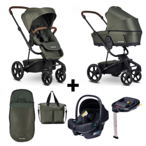 Set | Kinderwagen Easywalker Harvey3 Premium Emerald Green + Autostoel Novi Baby® Jewel & Base & Accessoires
