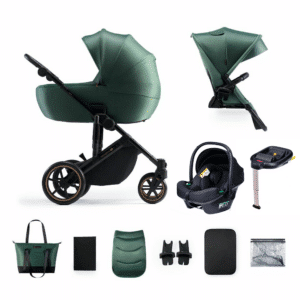 Set | Kinderwagen Kinderkraft Prime2 4-in-1 Dark Green met Autostoel Novi Baby Jewel & Base