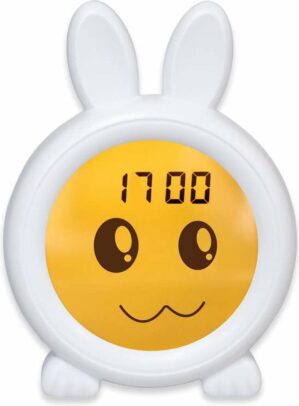 Slaaptrainer kinderen - Kinderwekker - Nachtlampje Kinderen - Slaapwekker - Slaaptrainer konijn - Dimbaar - Konijntje - Wit - Klokje Rond
