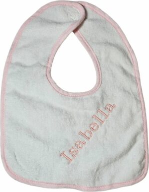 Slabber met naam - naam geborduurd - roze of blauw - gepersonaliseerd cadeau - kraamcadeau - the one towelling