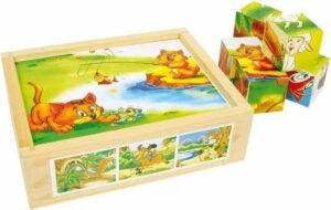 Small foot Houten blokpuzzel dieren met plezier 12 blokken