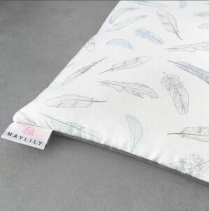 Speelkleed - Baby kleed - Groot - Maylily - Heavenly Feathers, Blauw/grijs tinten met wit, onderkant midden grijs - 150 x 150 cm - Bamboe - Katoen - Vulling hypoallergeen - Onderkant waterproof - Zacht en dik - Voor Binnen & Buiten