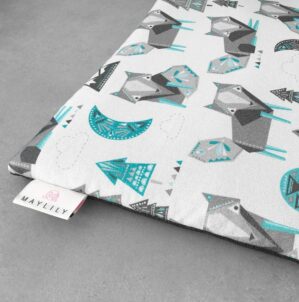 Speelkleed - Baby kleed - Groot - Maylily - Wolven print, Aquablauw met Wit en licht grijs, onderkant licht grijs - 150 x 150 cm - Bamboe - Katoen - Vulling hypoallergeen - Onderkant waterproof - Zacht en dik - Voor Binnen & Buiten