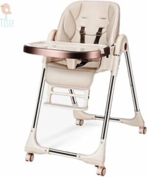 Tissy® 2 in 1 Eetstoel / Kinderstoel - Bruin/Beige - Inklapbare eetstoel met speeltafel