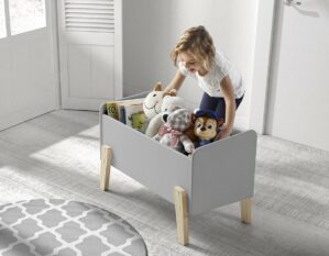 Vipack Speelgoedkist Kiddy hout koelgrijs