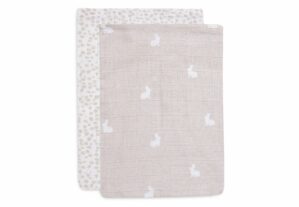 Washandjes Jollein Hydrofiel Dotted&Rabbit Nougat 2st